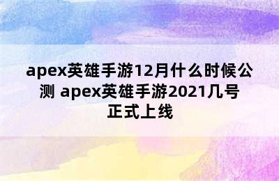 apex英雄手游12月什么时候公测 apex英雄手游2021几号正式上线